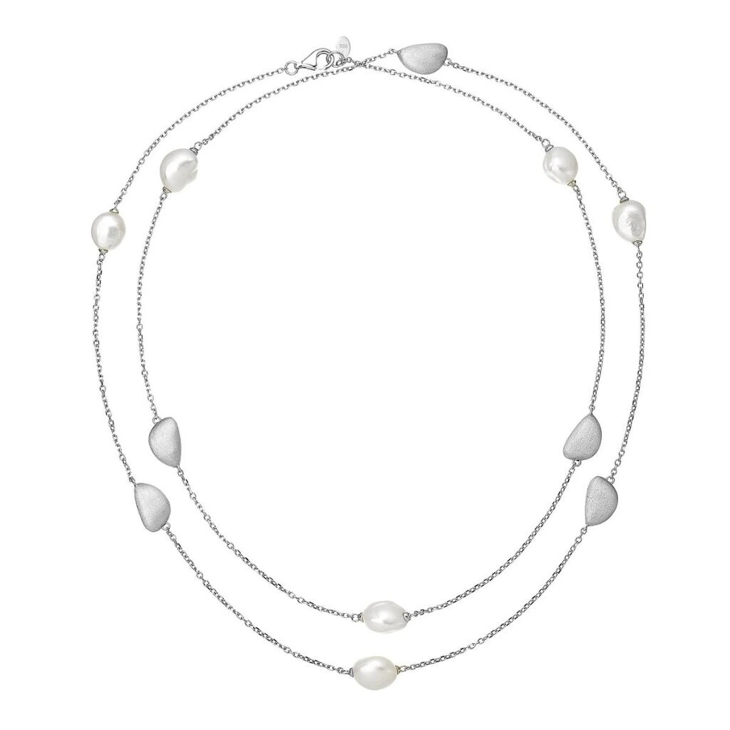 Evolution Group Dlhý strieborný náhrdelník s pravými riečnymi perlami 22060.1