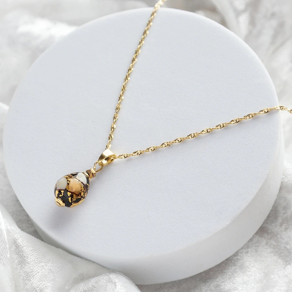 Lampglas Náhrdelník Ivory Nude s 24-karátovým zlatom NNM13/AG/POZ 45 cm