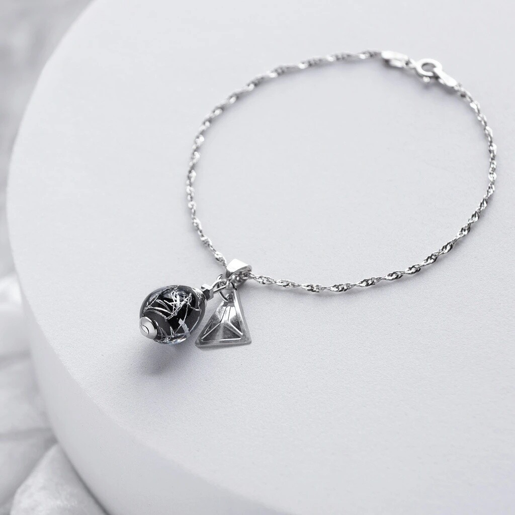 Lampglas Náramok Night Nude s rýdzim striebrom BNM7/AG/RHO 19 cm