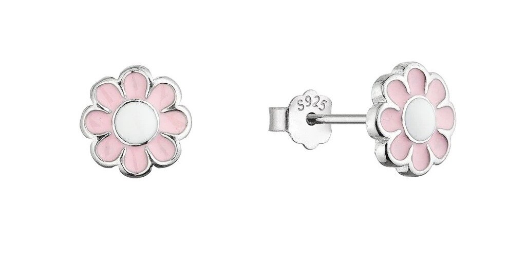 Evolution Group Dievčenské strieborné náušnice Kytičky 61139