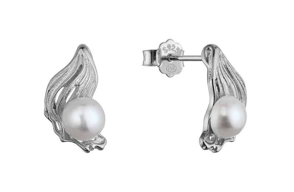 Evolution Group Elegantné strieborné náušnice s riečnou perlou 21121.1