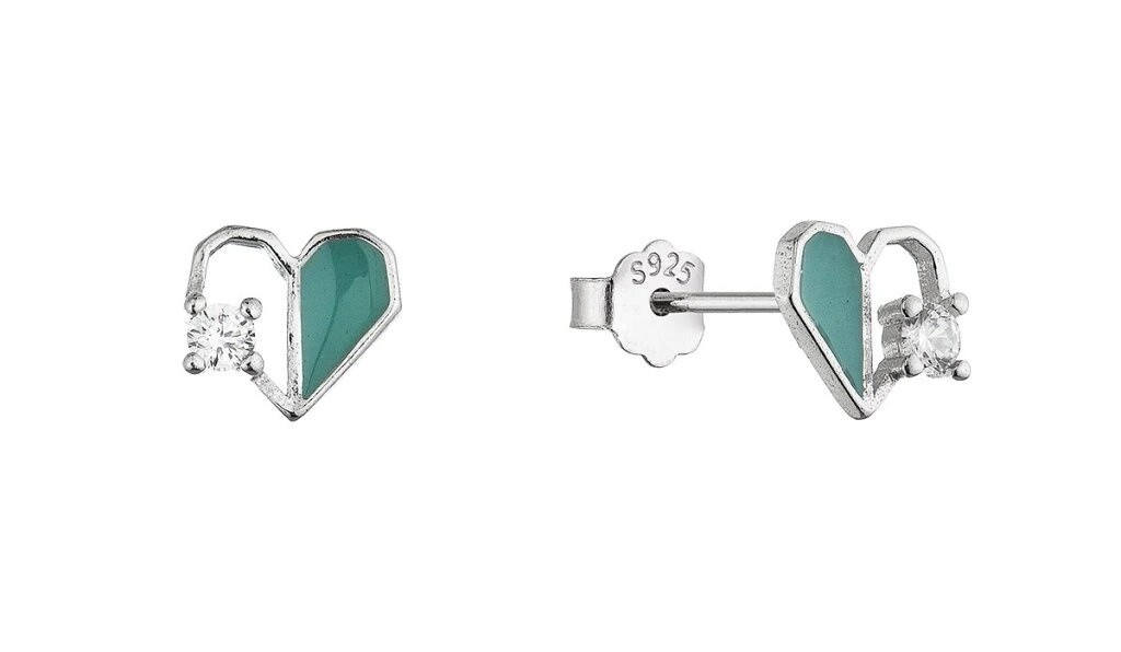 Evolution Group Strieborné srdiečkové náušnice s čírym zirkónom 11750.1