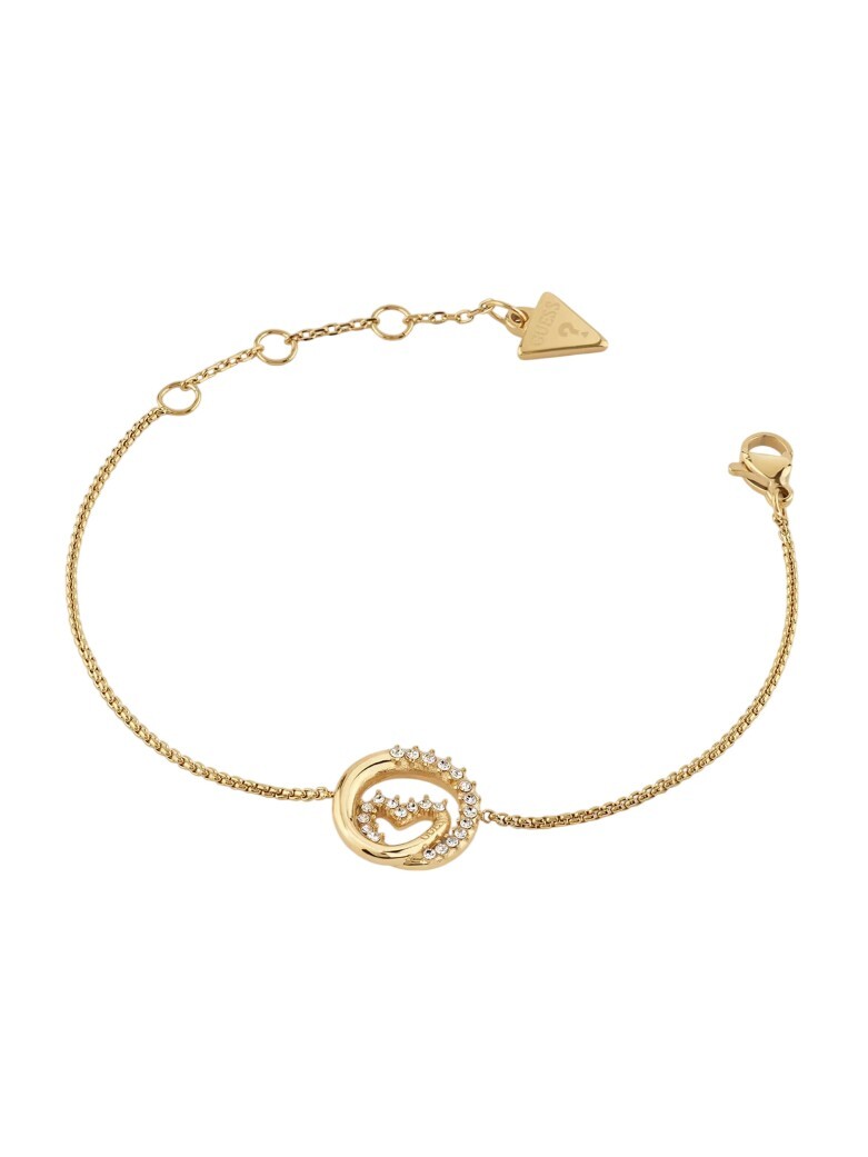 Guess Pozlátený náramok s kryštálmi Srdce Iconique JUBB05527JWYG 21 cm