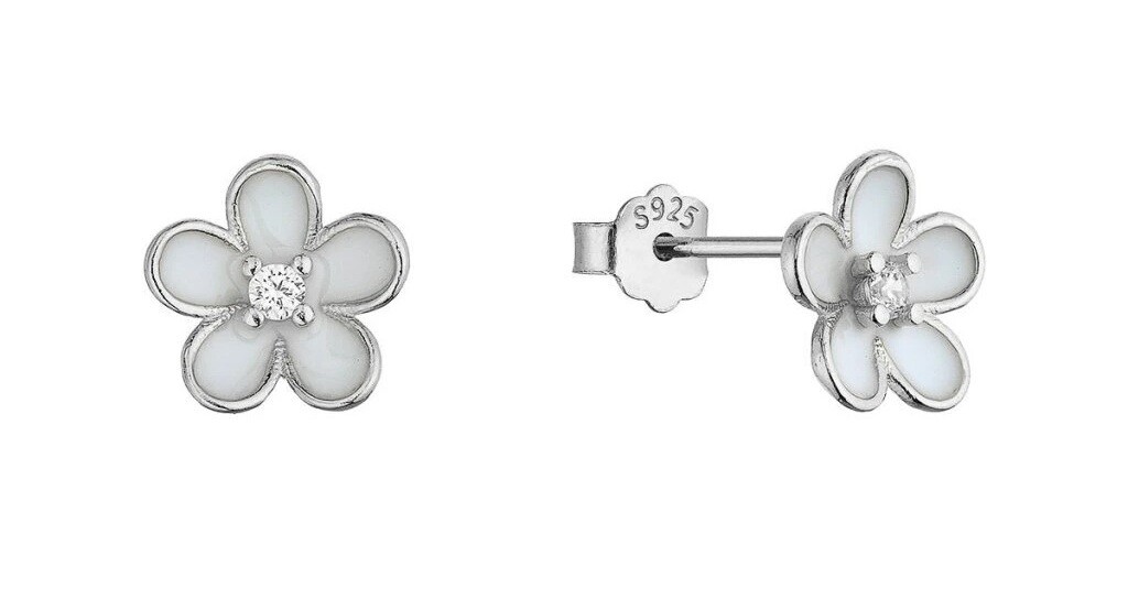 Evolution Group Strieborné náušnice Kytičky so zirkónom 11753.1