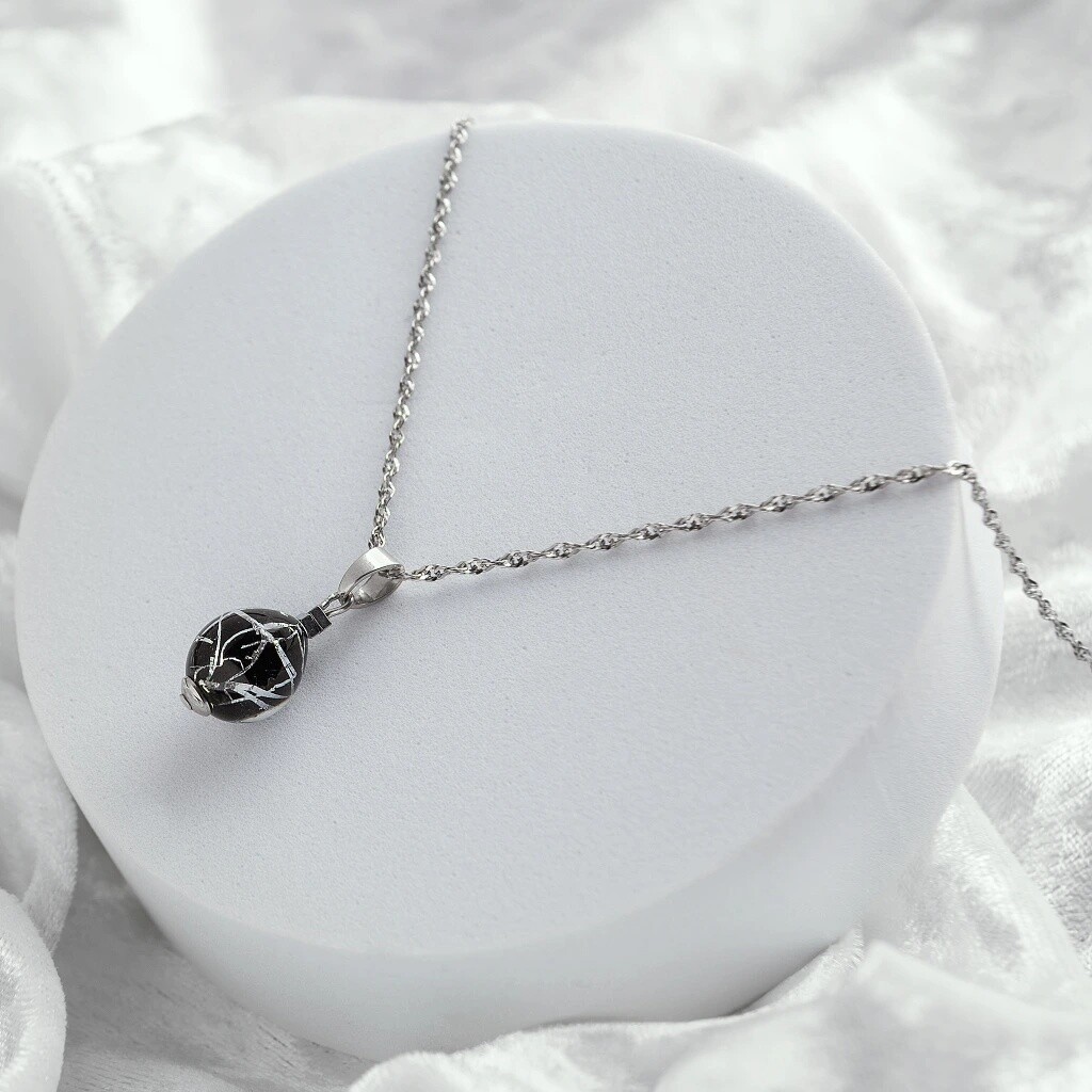 Lampglas Náhrdelník Night Nude s rýdzim striebrom NNM7/AG/RHO 45 cm