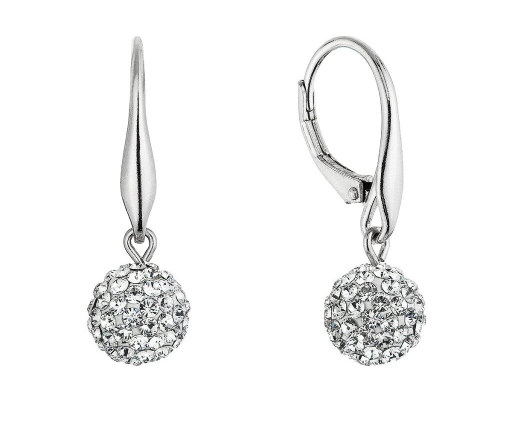 Evolution Group Strieborné náušnice Guličky s kryštálmi Swarovski 31326.1