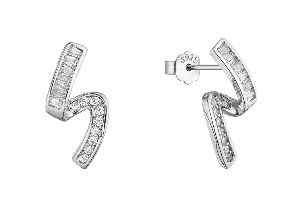 Evolution Group Strieborné náušnice Vlnky s čírymi zirkónmi 11747.1