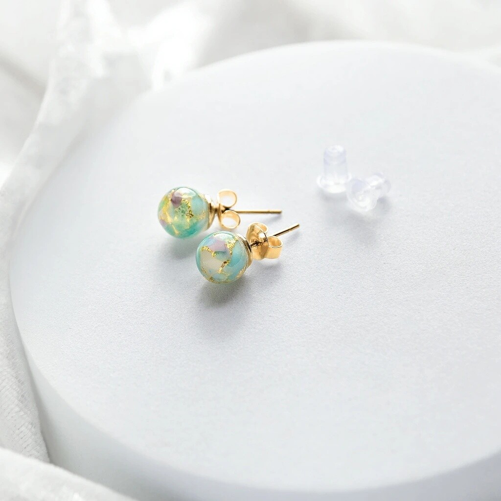 Lampglas Náušnice Mist Nude s 24-karátovým zlatom ENM9/AG/POZ-PU