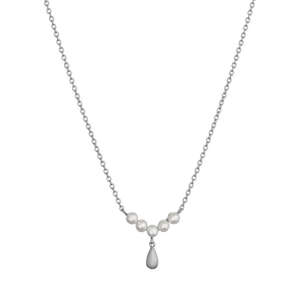 Evolution Group Pôvabný strieborný náhrdelník s pravými perlami 22059.1