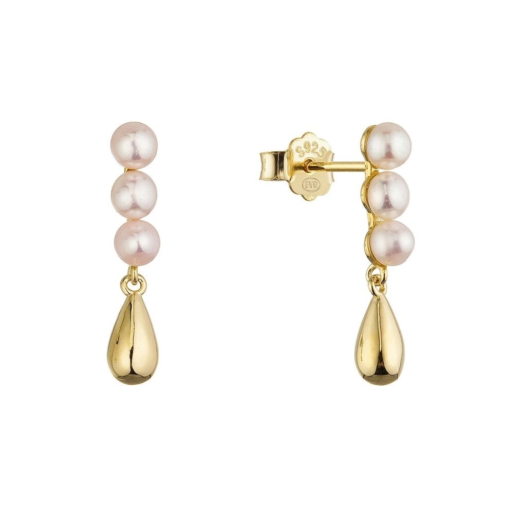 Evolution Group Pozlátené visiace náušnice s riečnymi perlami 21123.1