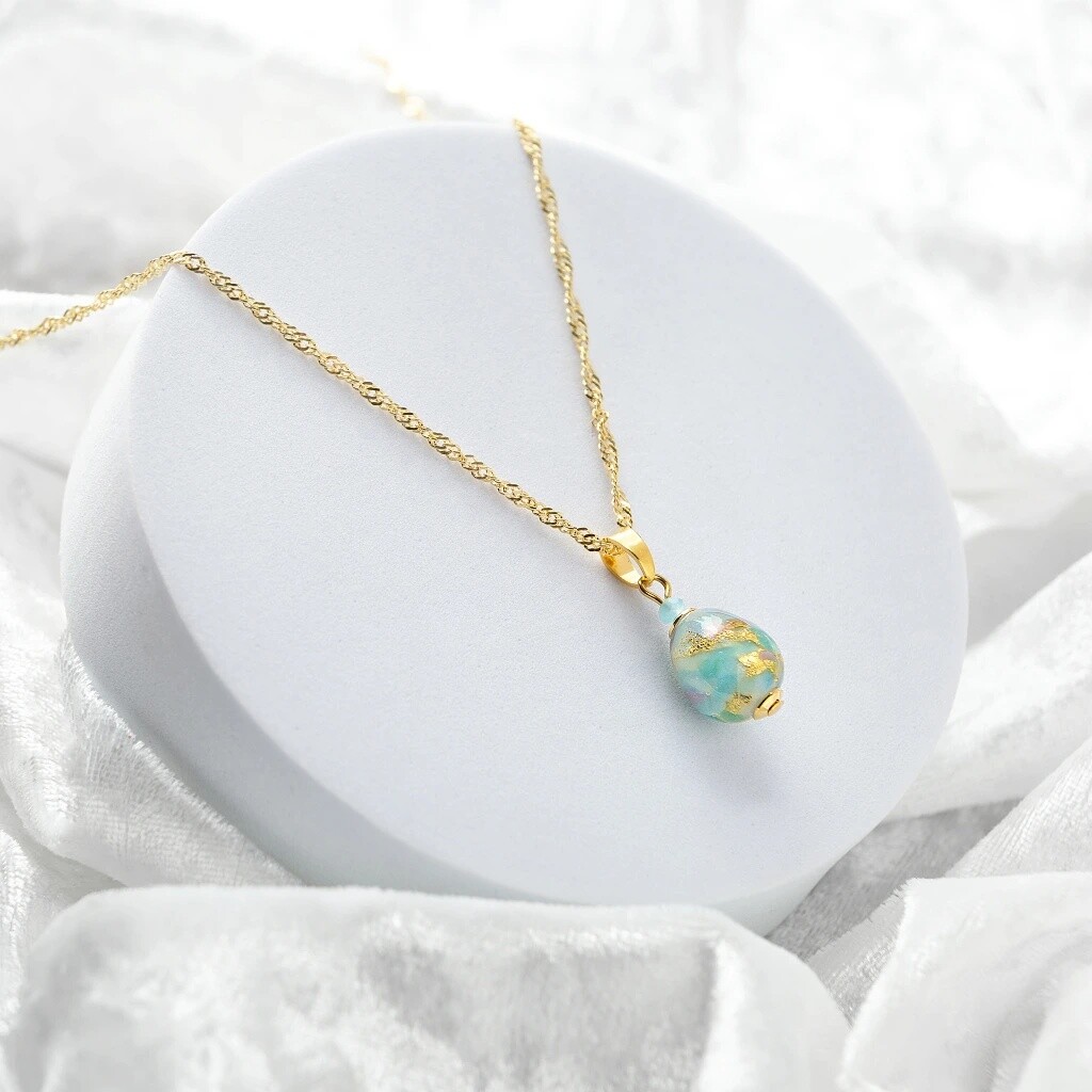 Lampglas Náhrdelník Mist Nude s 24-karátovým zlatom NNM9/AG/POZ 50 cm