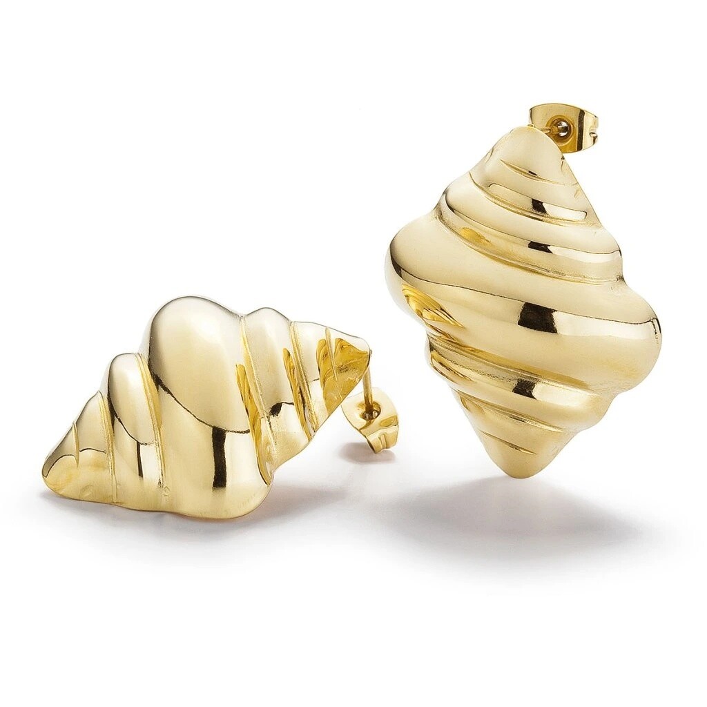 Evolution Group Originálne pozlátené náušnice z ocele CROISSANT