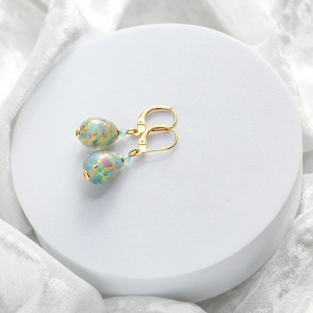 Lampglas Visiace náušnice Mist Nude s 24-karátovým zlatom ENM9/AG/POZ