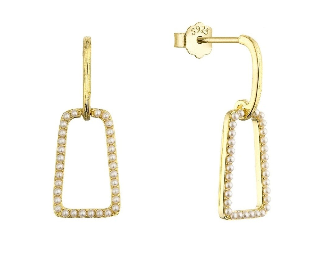 Evolution Group Visiace pozlátené náušnice so syntetickými perličkami 11811.1