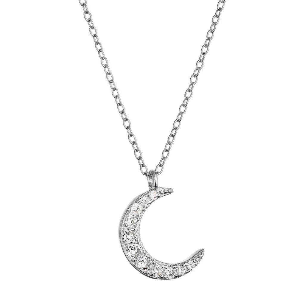 Evolution Group Strieborný náhrdelník so zirkónmi Polmesiac 12176.1 (retiazka, prívesok)