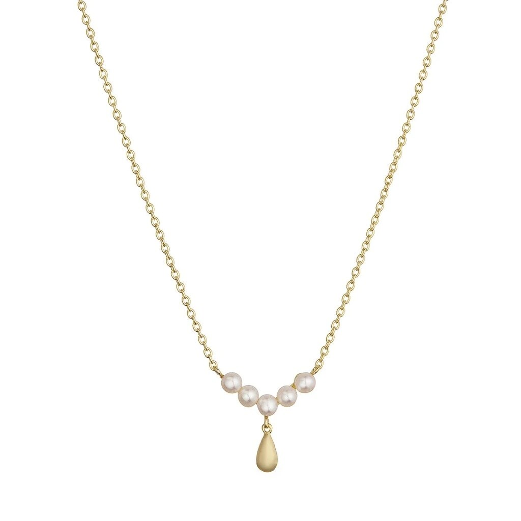 Evolution Group Pôvabný pozlátený náhrdelník s pravými perlami 22059.1