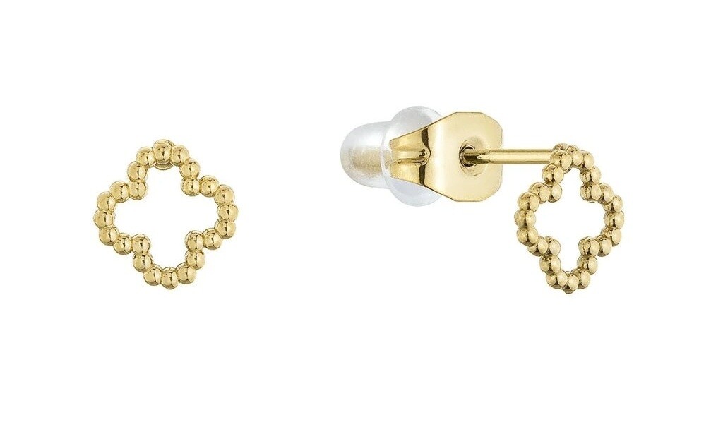 Evolution Group Pozlátené náušnice z ocele Štvorlístky 41006.1