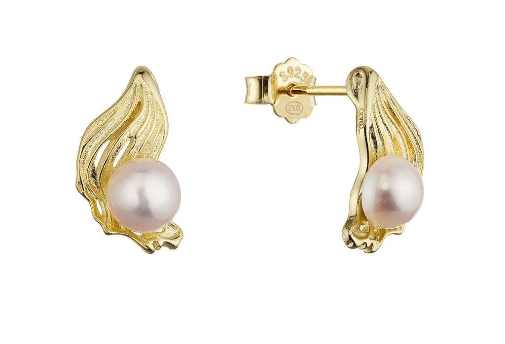 Evolution Group Elegantné pozlátené náušnice s riečnou perlou 21121.1