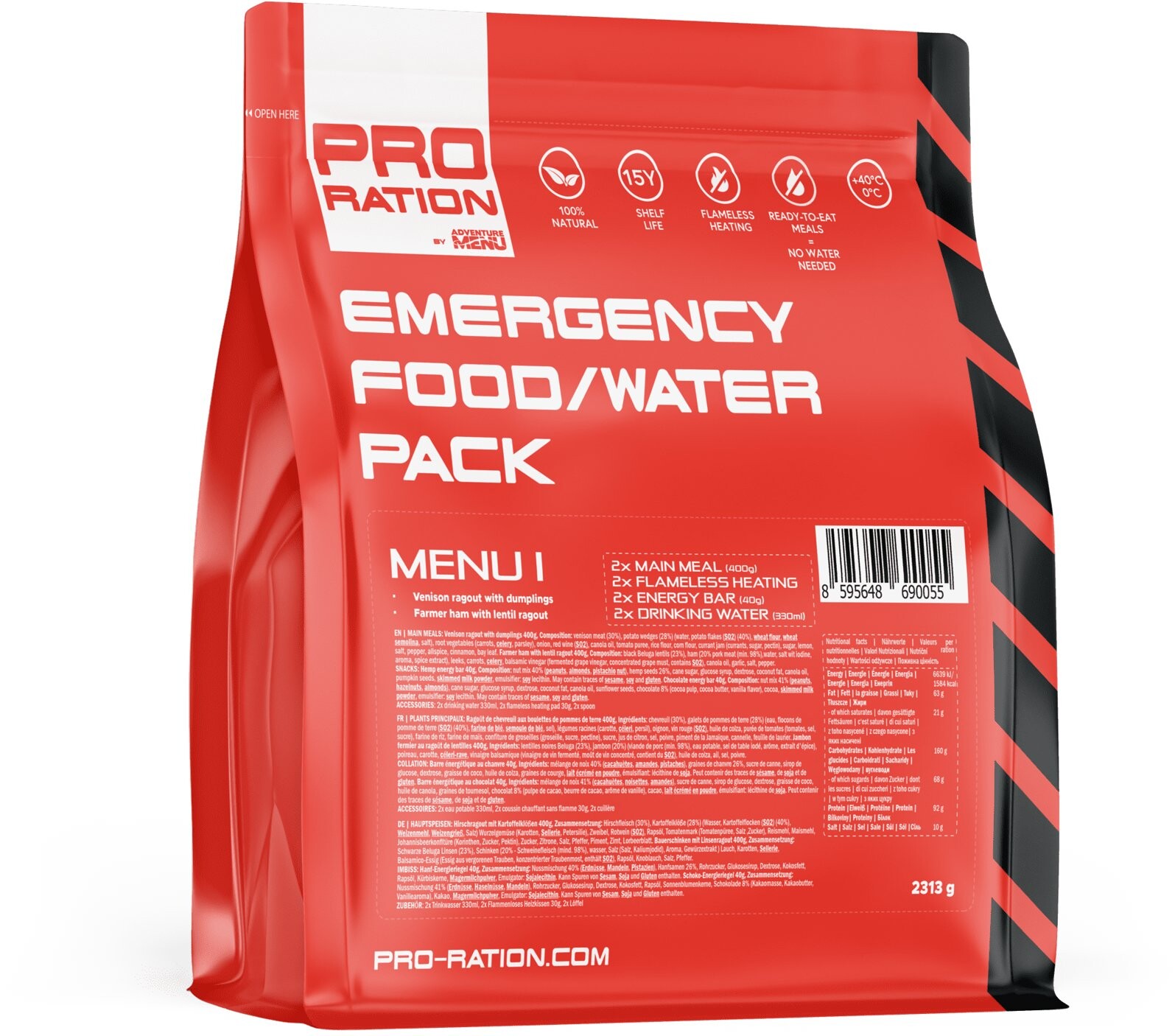 Adventure Menu Pro-Ration Emergency food pack menu I