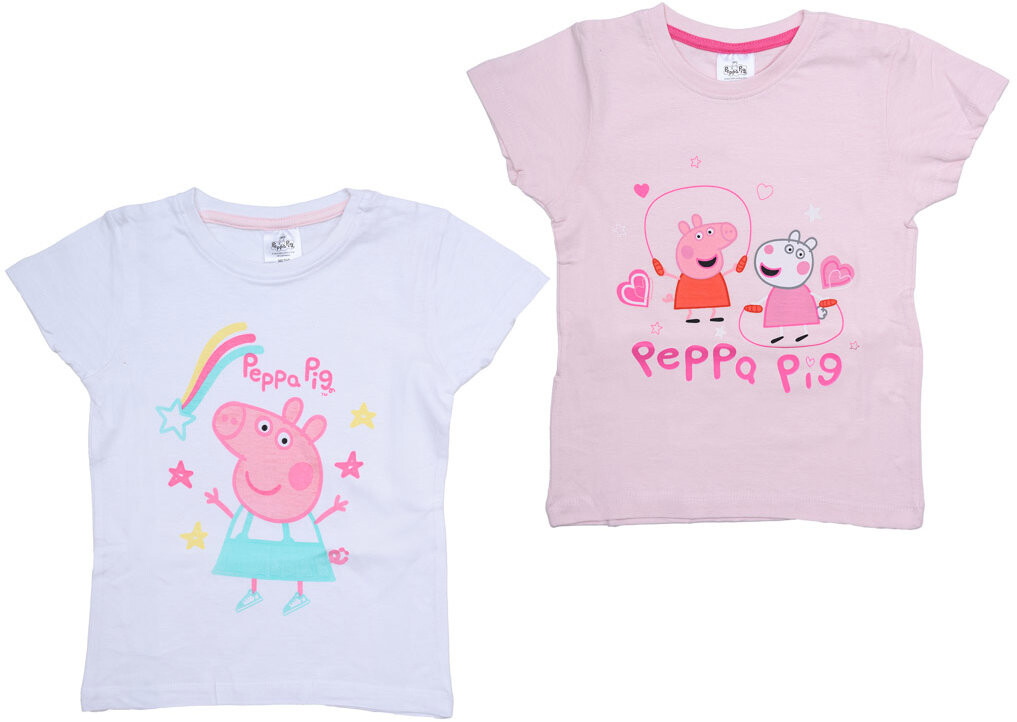 Prasiatko Peppa – Detské tričko svetloružové/biele veľ. 110 – 116, 2 ks