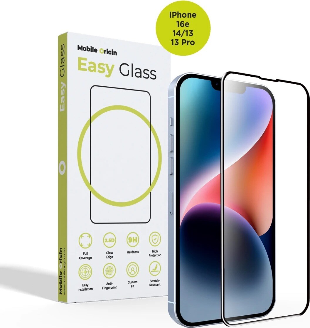 Mobile Origin EasyGlass Ochranné sklo s Aplikátorom iPhone 17e/16e/14/13/13 Pro, 2 ks