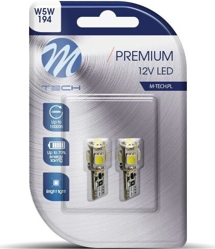 M-Tech PREMIUM CANBUS W5W W2.1x9.5d 5LED bílé 2ks
