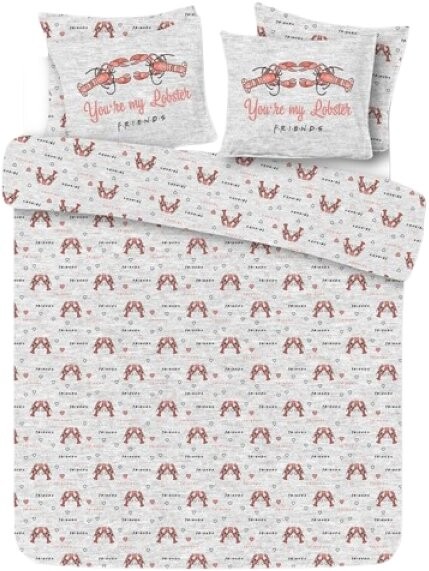 TEXTILOMANIE Bavlnené obliečky FRIENDS MY LOBSTER sivé 2 ks 60 × 70 cm/200 × 200 cm