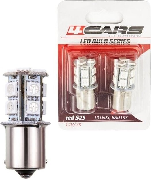 4Cars LED žárovky 13LED 12V S25-5050SMD BAU15S red 2ks