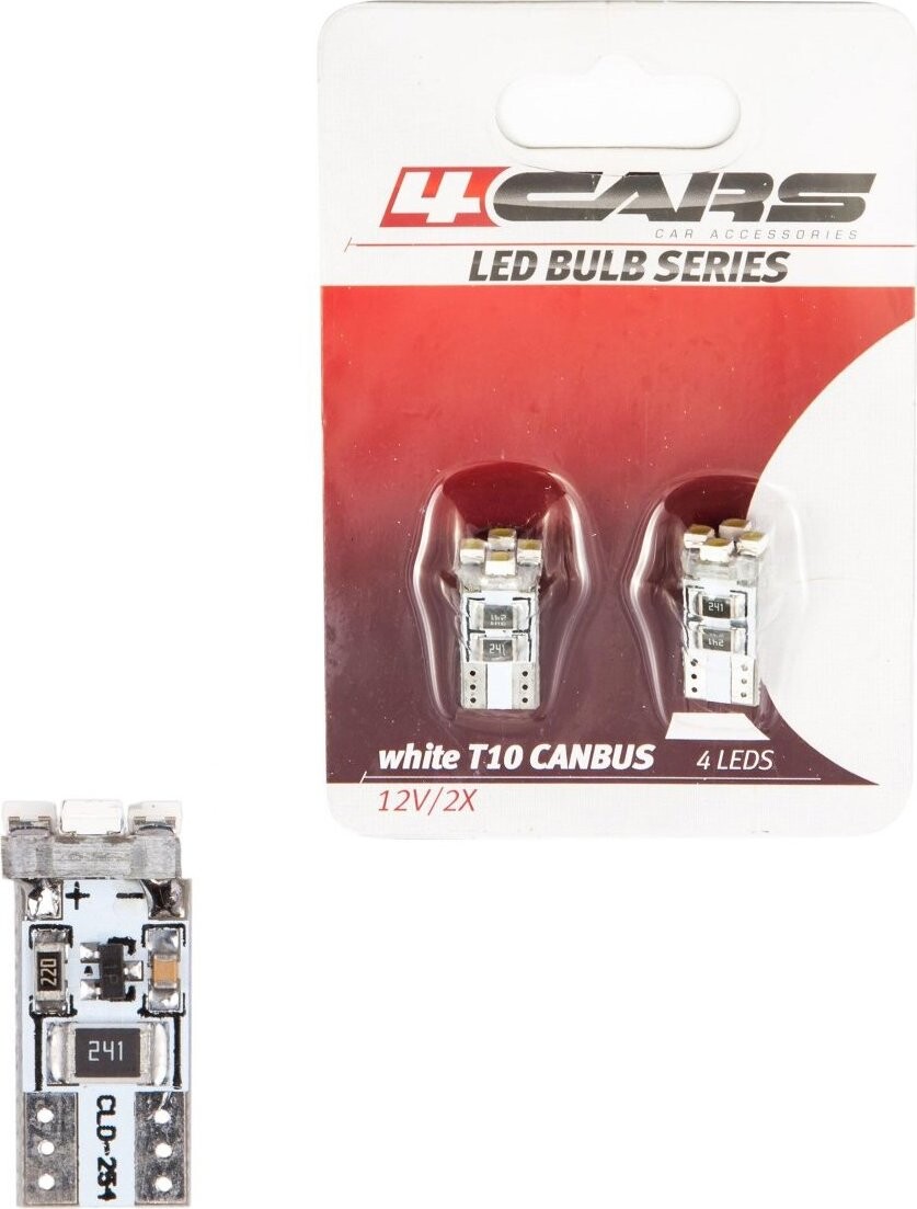 4Cars LED žárovky 4LED 12V CANBUS 3528SMD T10 white 2ks