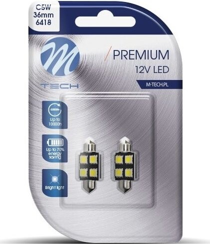 M-Tech PREMIUM C5W 36mm 4LED bílé 2ks