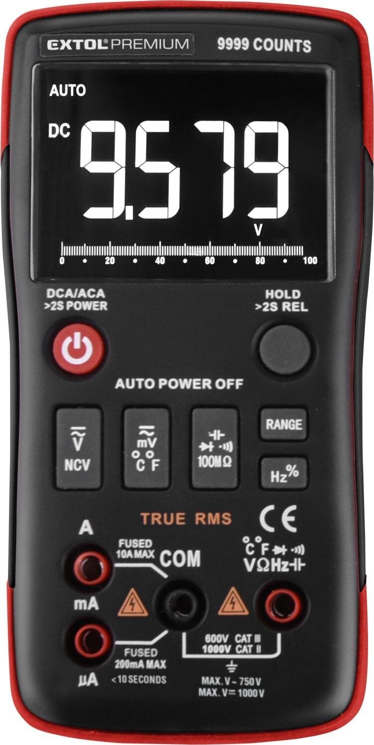 EXTOL PREMIUM multimeter digitálny, inverzný displej, True RMS, automatická voľba rozsahov, 8831251