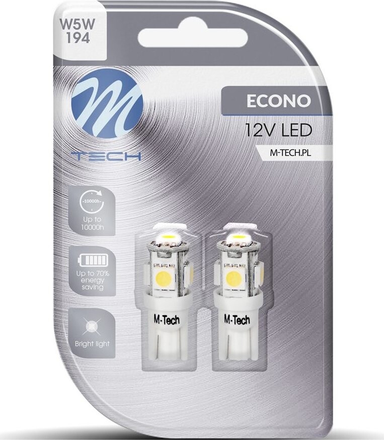 M-Tech W5W W2.1x9.5d 5LED bílé 2ks, LB054W