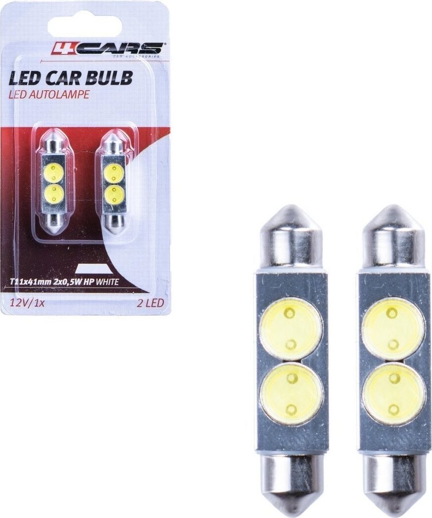 4Cars LED žárovky HQ T11x41MM 2X0.5W HP white 2ks