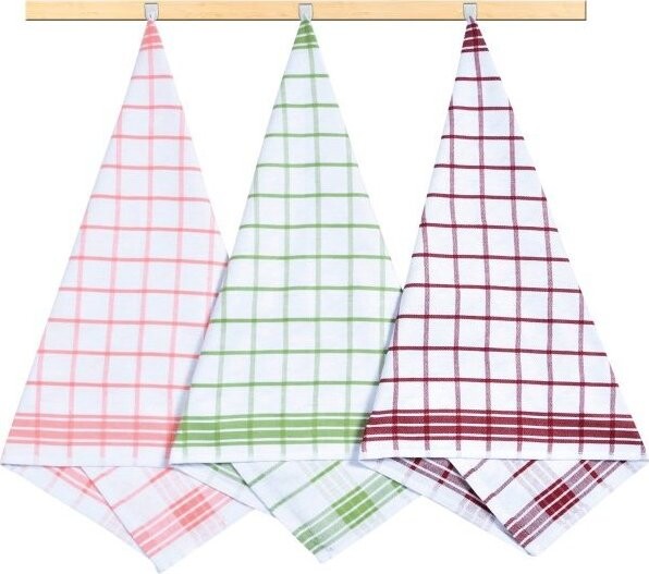 Bellatex Sada utěrek 3 ks 50 × 70 cm, 133 kostka oranžová, zelená, vínová