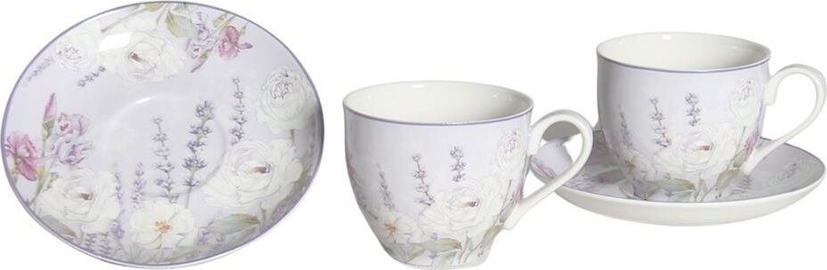 Home Elements Súprava dvoch porcelánových šálok 270 ml s podšálkami, Levanduľa