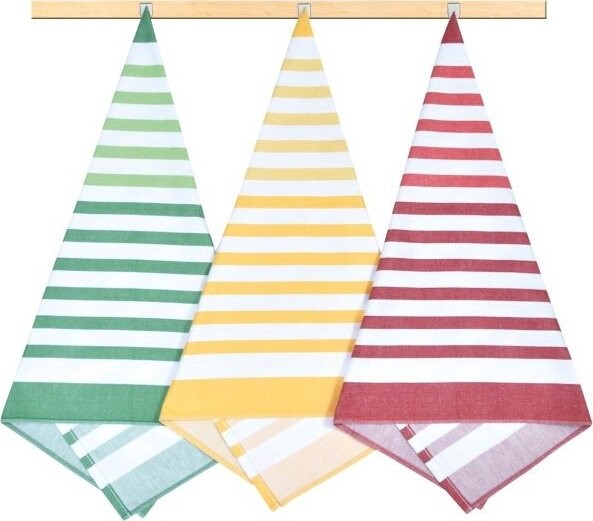 Bellatex Sada utěrek 3 ks 50 × 70 cm, 137 pruhy červená, zelená, žlutá
