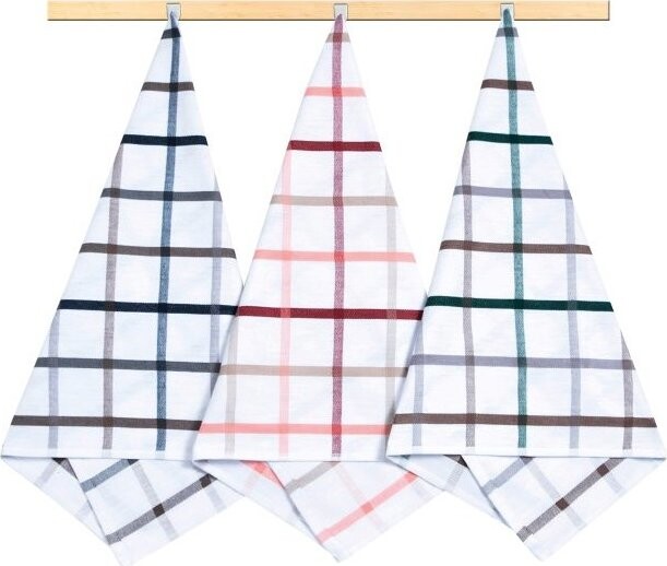 Bellatex Sada utěrek 3 ks 50 × 70 cm, 131 kostka zelená, béžová , šedá