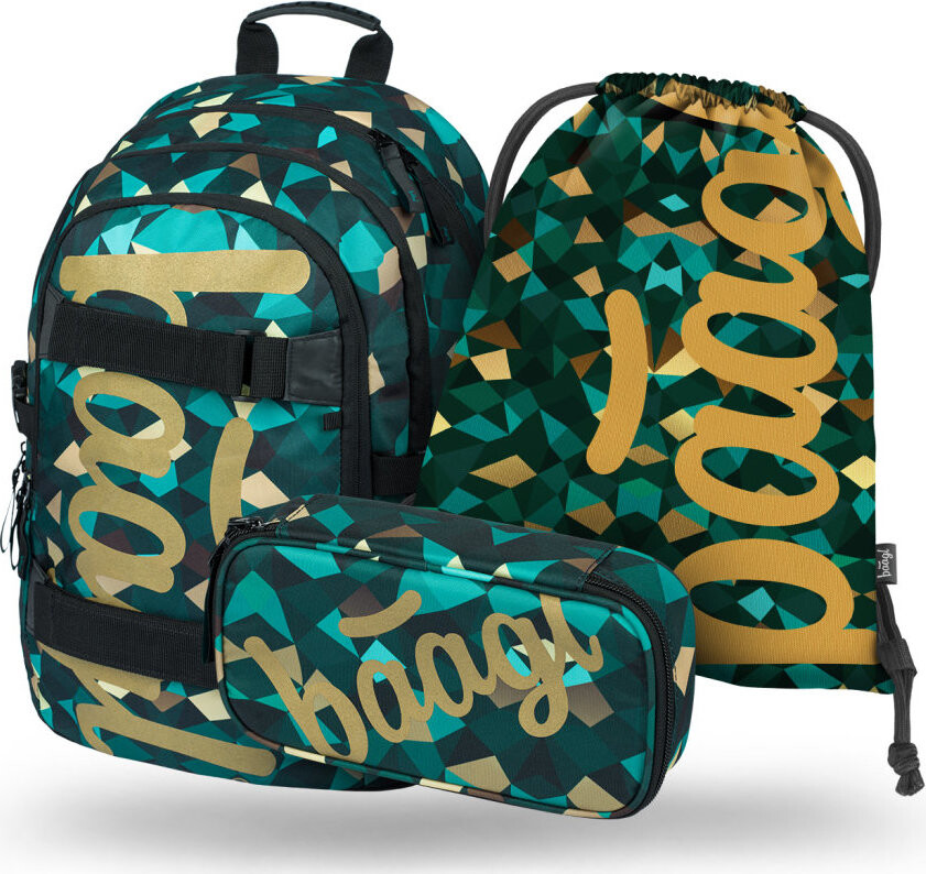 BAAGL 3 SET Skate Polygon: batoh, penál, sáček