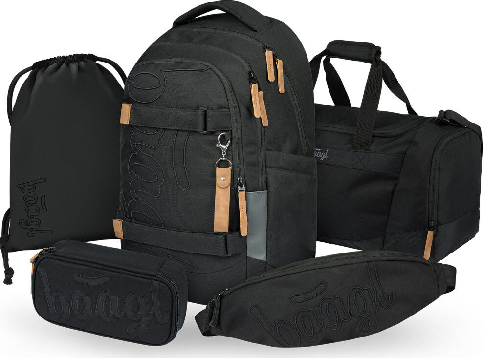 BAAGL SET 5 Skate Max Darkness: batoh, penál, sáček, sportovní taška, ledvinka