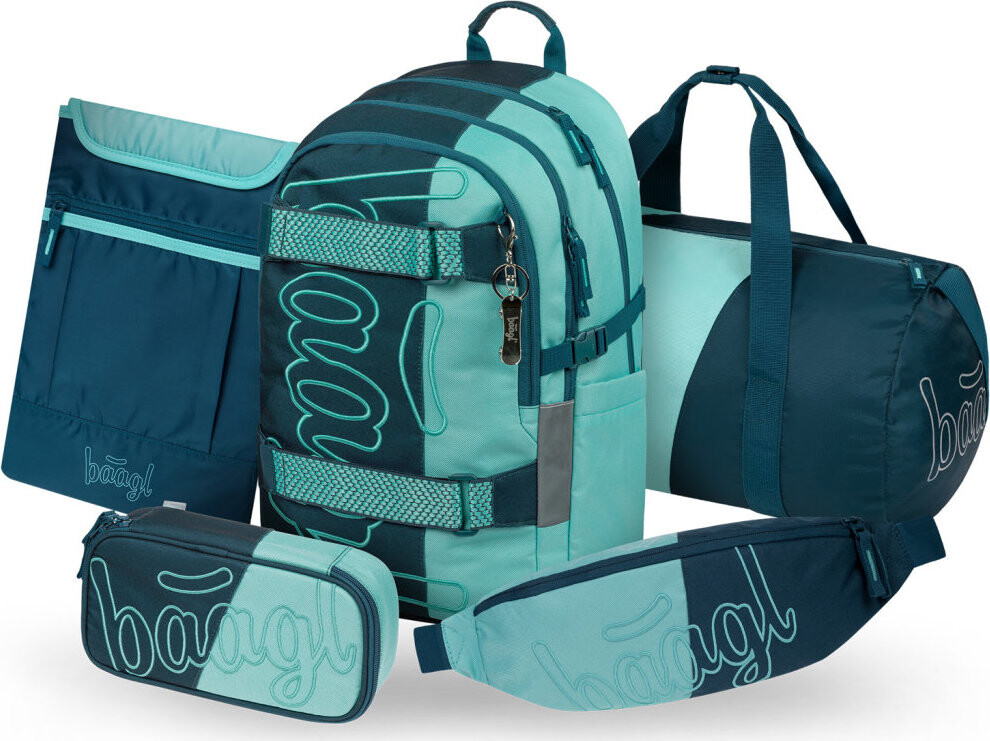 BAAGL SET 5 Skate Petrol: batoh, penál, sportovní taška, ledvinka, obal na notebook GRS