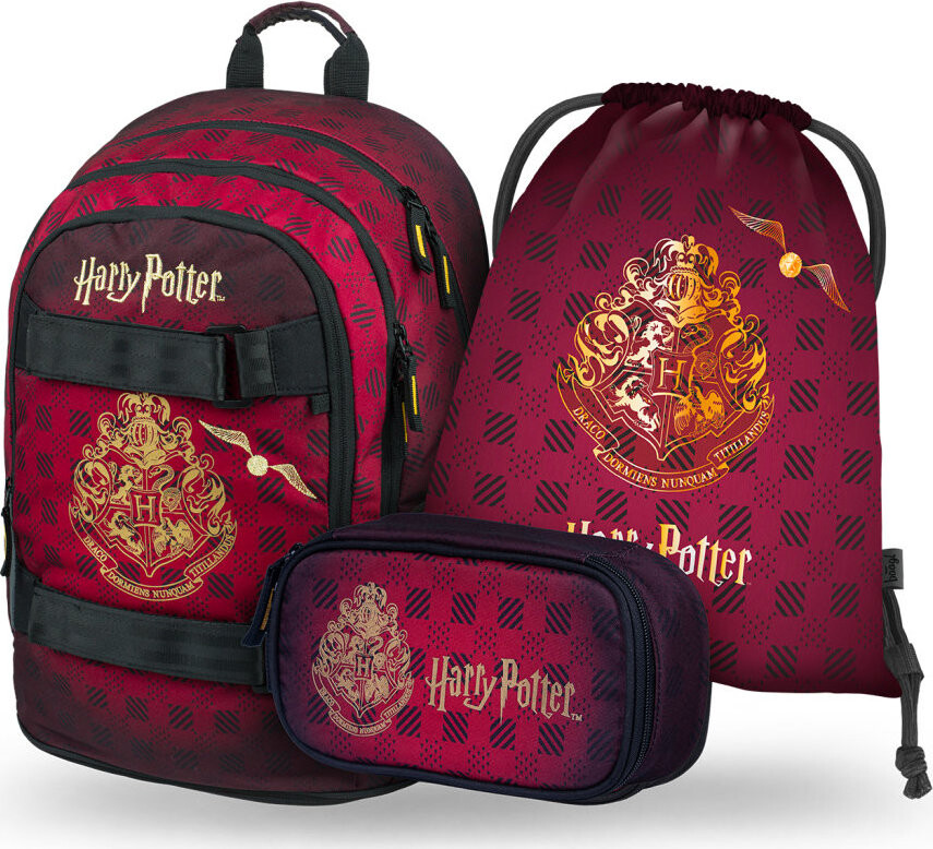 BAAGL SET 3 Skate Harry Potter Bradavice vínový: batoh, penál, sáček GRS