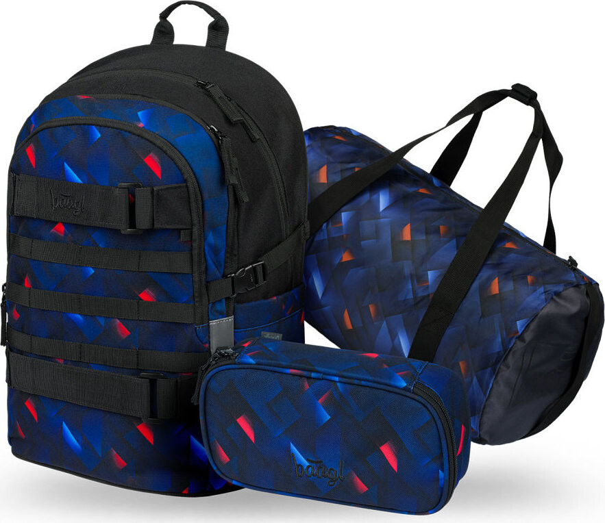 BAAGL SET 3 Skate Indigo: batoh, penál, sportovní taška GRS