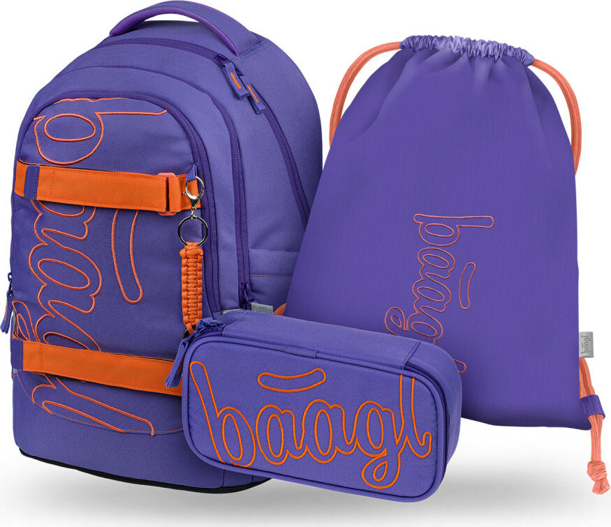 BAAGL SET 3 Skate Max Orange: batoh, penál, sáček GRS