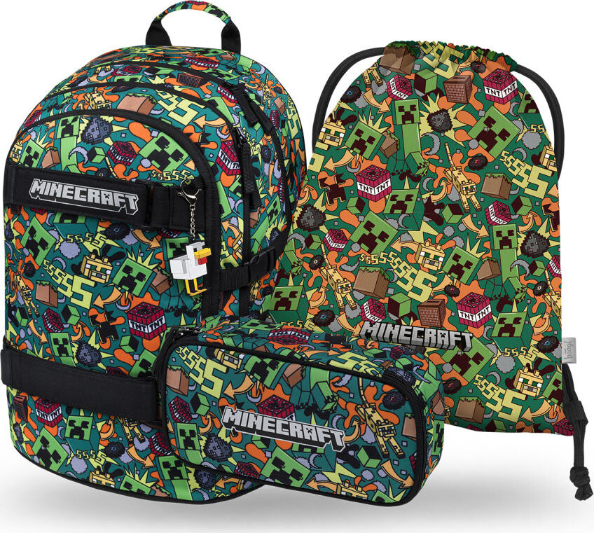 BAAGL SET 3 Skate Minecraft Chaos: batoh, penál, sáček