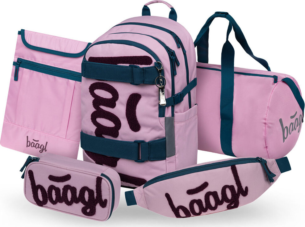 BAAGL SET 5 Skate Rose: batoh, penál, sportovní taška, ledvinka, obal na notebook GRS