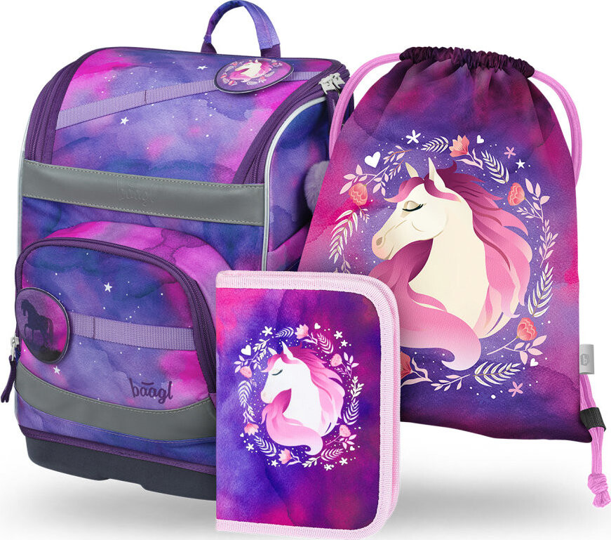 BAAGL SET 3 Zippy plus Kůň: aktovka, penál, sáček
