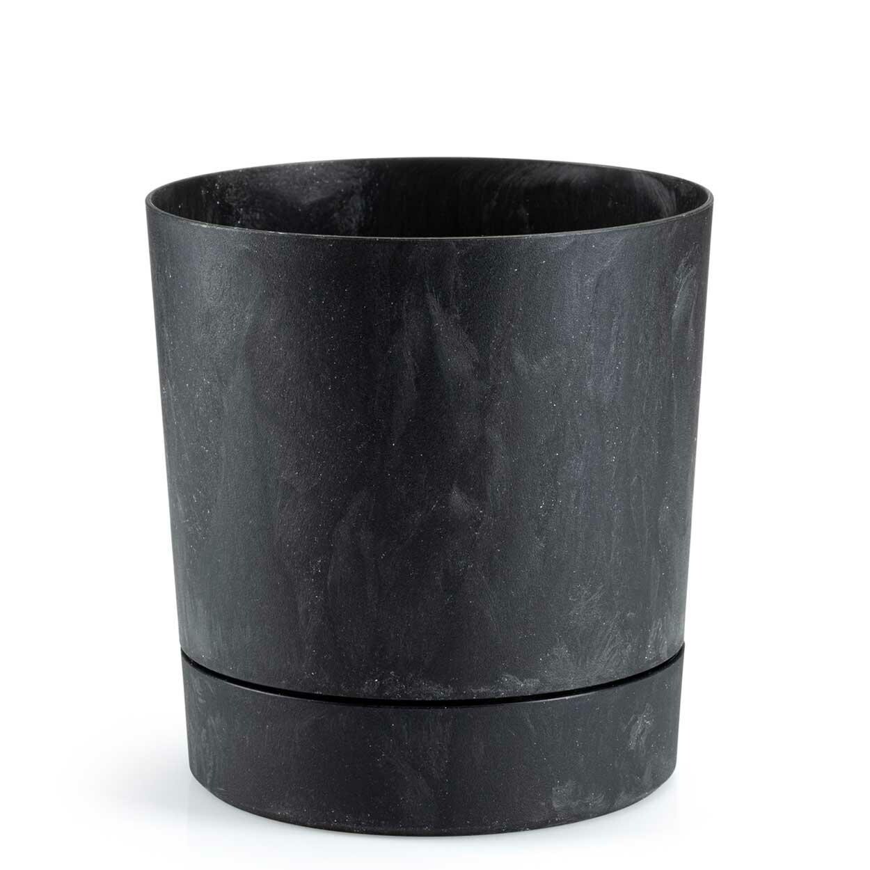 Květináč s podmiskou AZALEA 17,5 cm černý beton