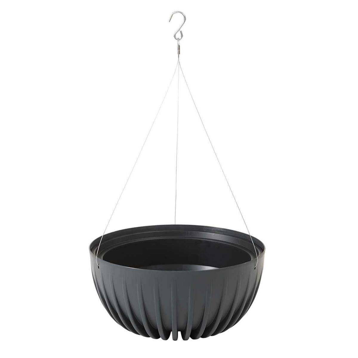 Závěsný květináč STRIPPED Eco 29,8x15,6 cm antracitový