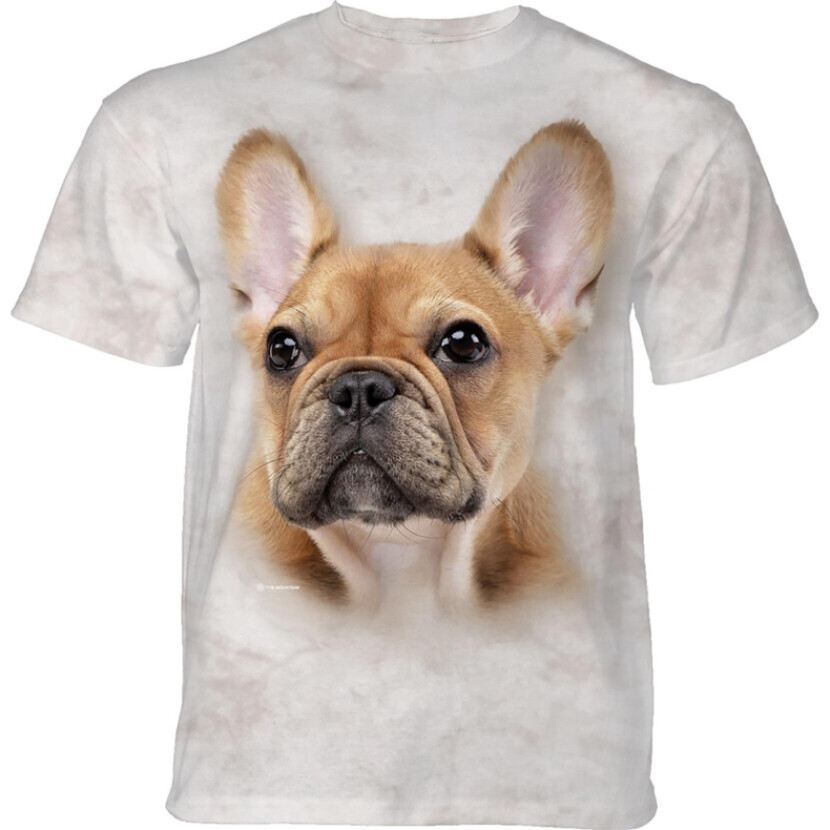 Tričko unisex The Mountain French Bulldog Face (Francúzsky buldoček) - biele, 4XL