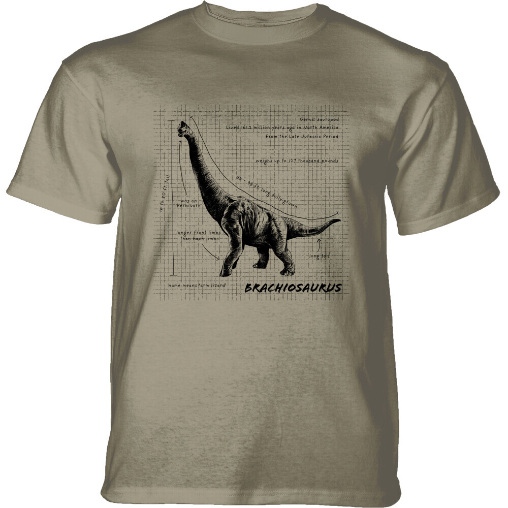 Tričko unisex The Mountain Brachiosaurus Fact Sheet (Brontosaurus) - béžové, XXL